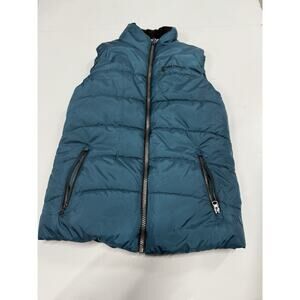 Free Country Womens Ultrafill Puffer Vest Sz Medium Teal Blue Front Zip Pockets